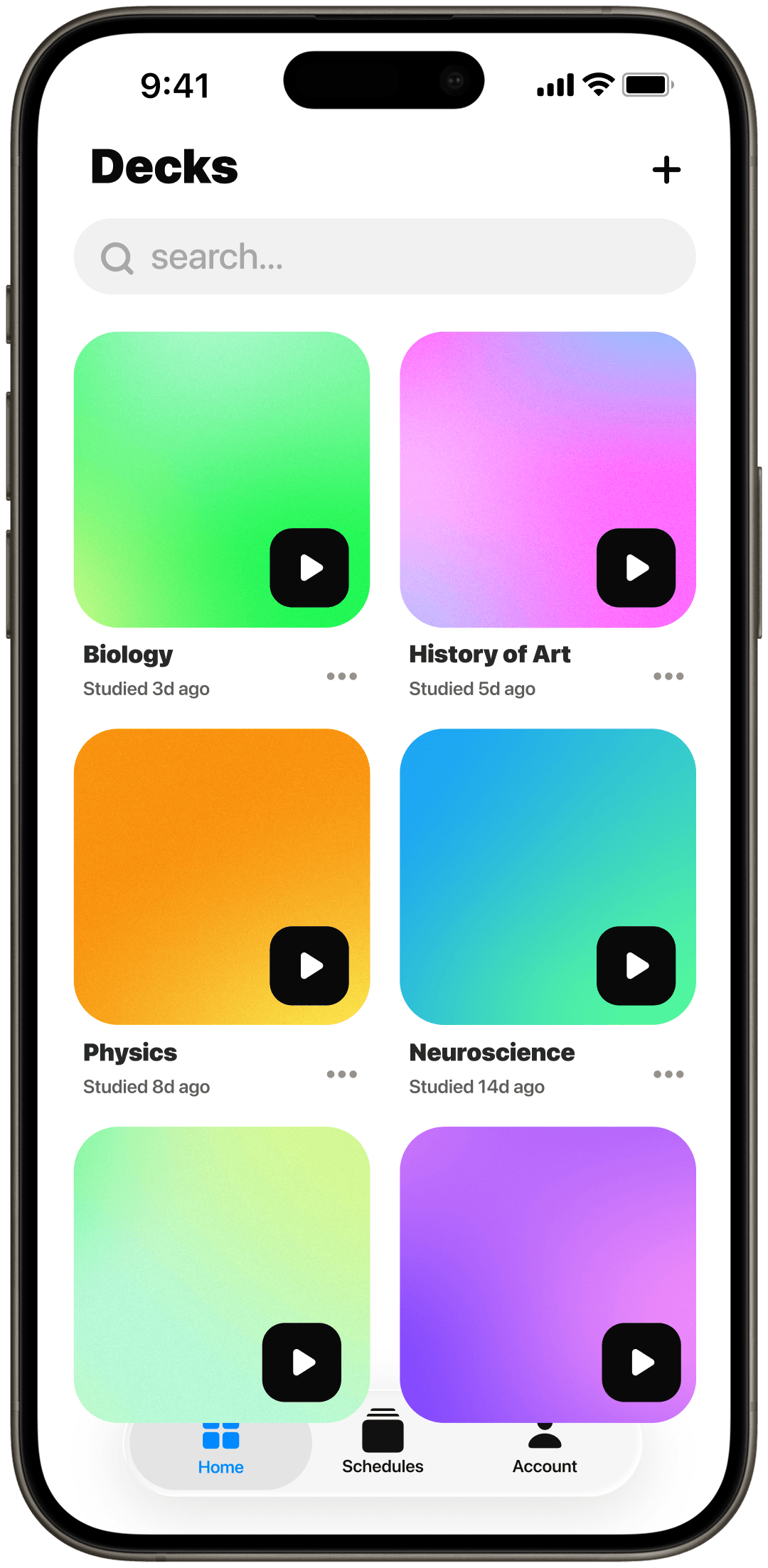 Biblioteca de decks do Regen com Biologia, Física e Neurociência